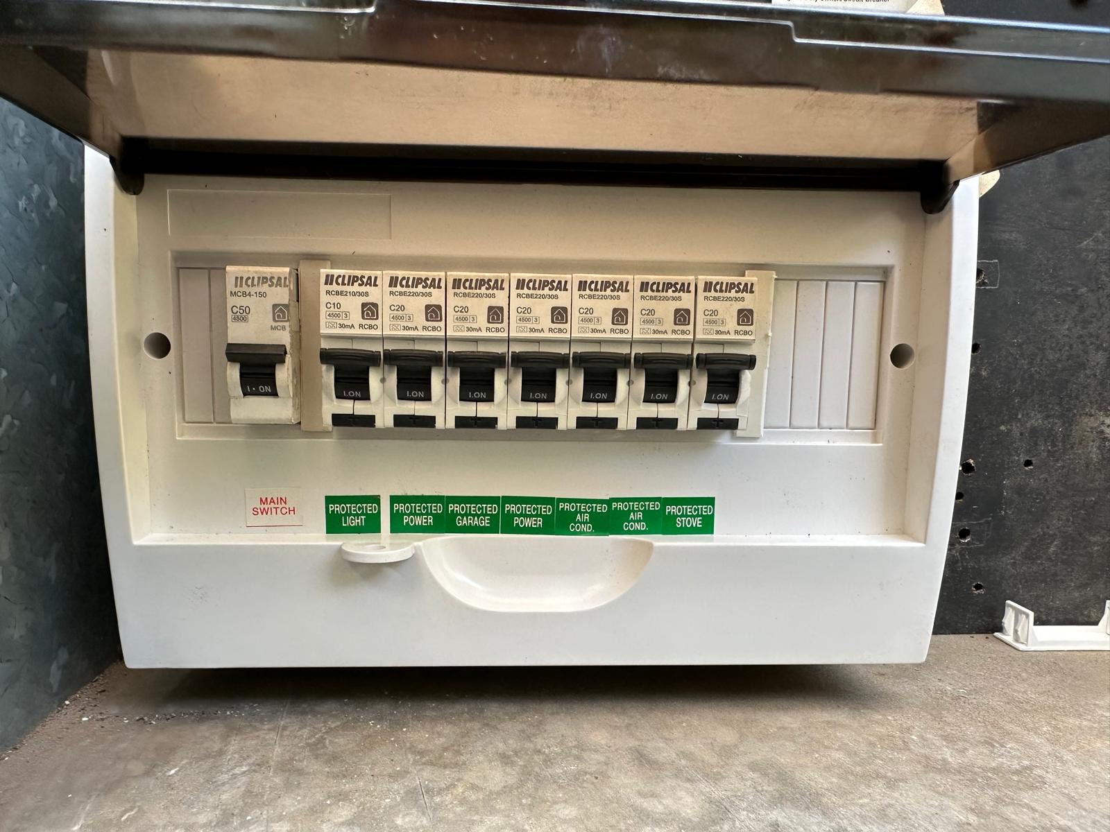 Home switchboard upgraded with labelled RCBO safety switches